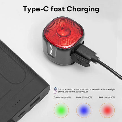 USB Rechargeable Bike Tail Light with Brake Sensor, Super-Bright LED Rear Light for Mountain & Road Cycling