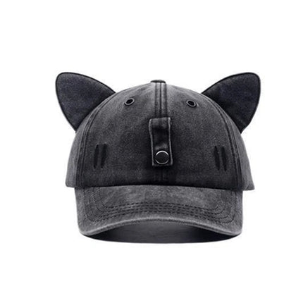 Vintage Washed Cat Ears Baseball Cap with Sunglasses, Funny Dad Hat for Men Women
