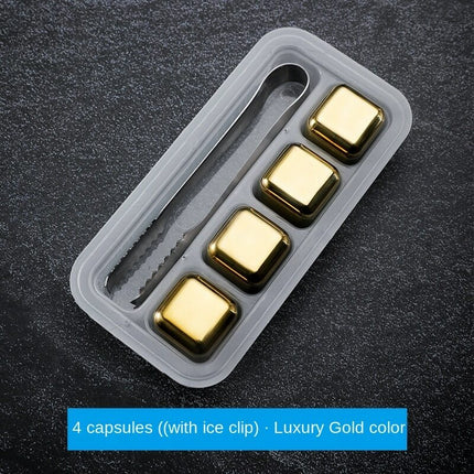 Reusable Stainless Steel Ice Cubes Chilling Rocks with Tong for Whiskey