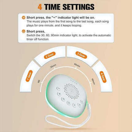 Portable White Noise Sound Machine 20 Sounds with RGB Light for Sleep Adults & Kids