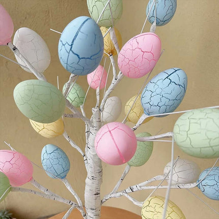 Pre-Lit Birch Twig Tree with 24 LED Eggs, Easter Party Decoration