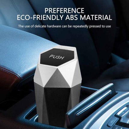 Mini Car Trash Can with Lid - Portable Auto Garbage Bin, Push-Button Lid & Leak-Proof Design