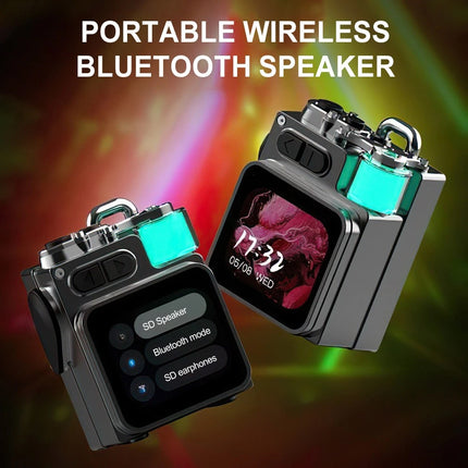 Outdoor Mini Bluetooth Speaker with Alarm Clock & RGB Ambient Lamp Display