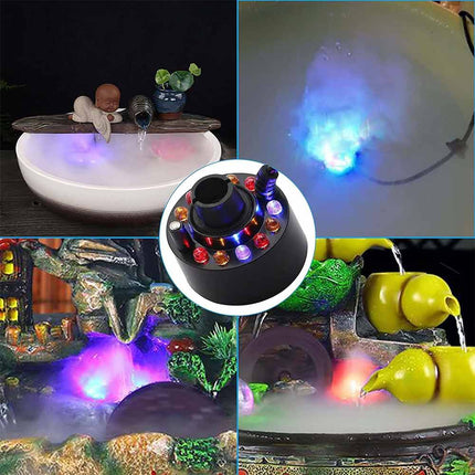 12 LED Mist Maker Fogger Fountain for Aquarium Rockery Humidifier