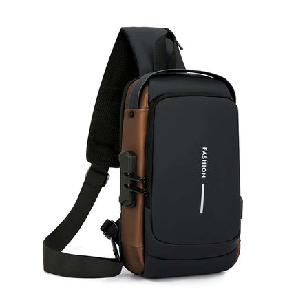 Anti-Theft Men's Sling Chest Bag w/ USB & Lock