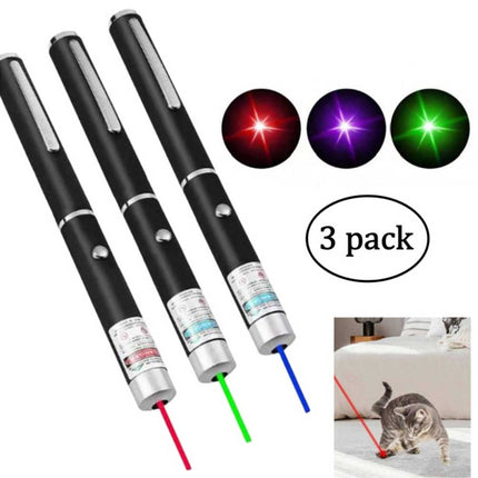 3x Laser Pointer Green Purple Red Light for Cat Dog Pet Office