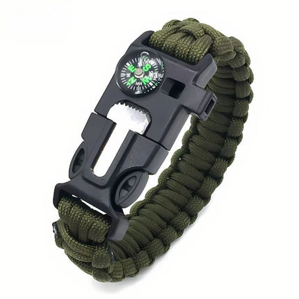 5-in-1 Survival Bracelet: Paracord, Compass, Whistle, Fire Starter, Cutter for Outdoor
