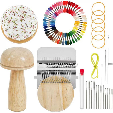 Mini Darning Loom Mushroom Knit Patch Kit for DIY Weaving Repair