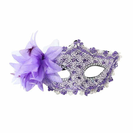 2X Random Lace Venetian Light Up Mask with Side Flower for Mardi Gras