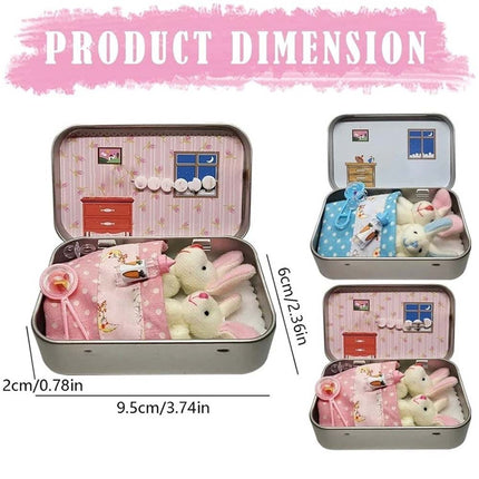Easter Pocket Bunny Hug Plush Toys – 2 Bunnies in Tin Box, Cuddle Gift for Boys Girls