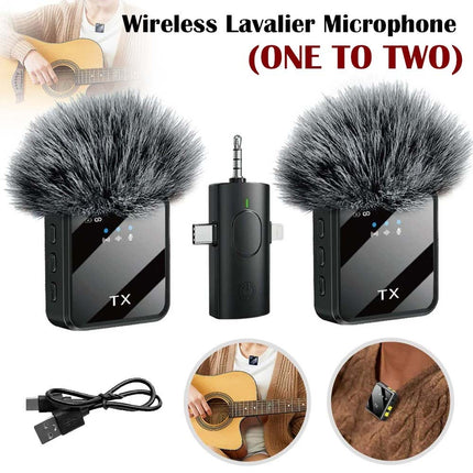 Dual Wireless Lavalier Microphone Plug-Play Lapel Mic for Phone Recording Vlogging