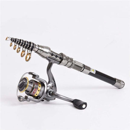 Carbon Fiber Telescopic Fishing Rod Portable Travel Spinning Pole Sea & Freshwater