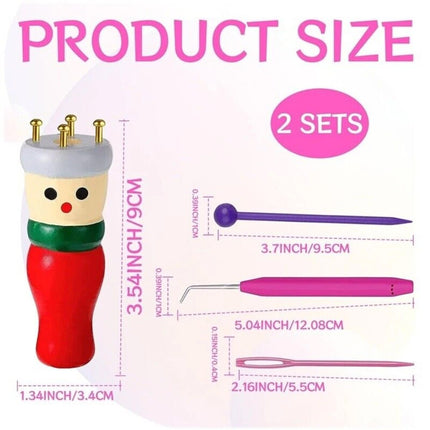 Wooden Spool Knitting Doll Set – French Knitting Tool Kit for Beginners