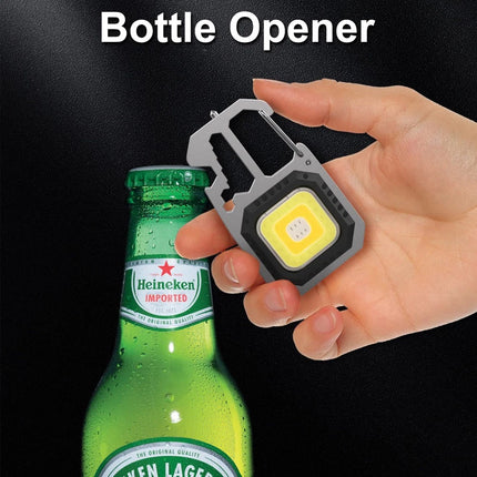 USB Rechargeable LED COB Work Light, Mini Magnetic Keychain Torch Lamp