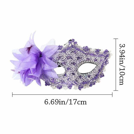 2X Random Lace Venetian Light Up Mask with Side Flower for Mardi Gras