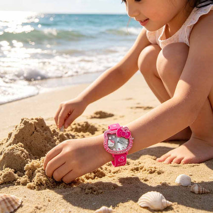 Cute Pink Hello Kitty Quartz Watch for Girls, Adjustable Strap Wristwatch Gift