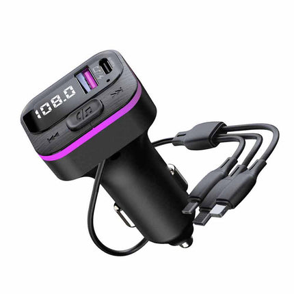 Universal Bluetooth FM Transmitter - Hands-Free Car Kit with Fast Charging (USB-C & iOS)