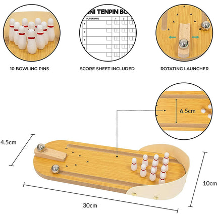 Mini Tabletop Tenpin Bowling Set Classic Family Game Novelty Gift for Kids