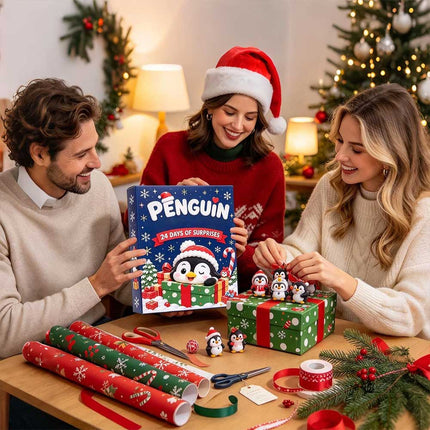Christmas Countdown 3D Penguin Animal Figures Decor 24 Days