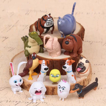 14Pcs PVC Pet Figures Rabbit Dog Cat Action Toy Set Xmas Gift