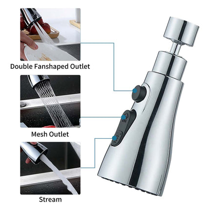 360° Swivel Faucet Sprayer Head, 3-Mode Nozzle Replacement