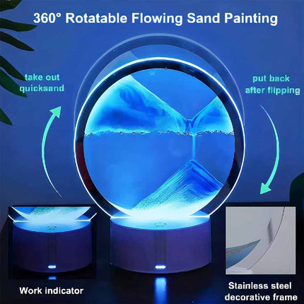 3D LED Moving Sand Table Lamp with 16 Colors Quicksand Hourglass Sea Landscape