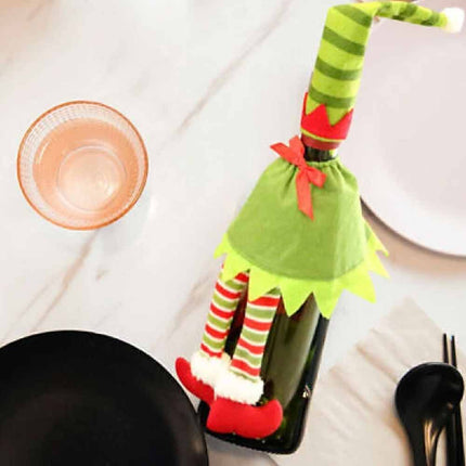 4Pcs Christmas Santa Hat Bottle Topper Wine Cover Xmas Table Decor