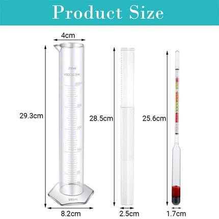 Triple Scale Alcohol Hydrometer & Test Jar for Home Brew Wine