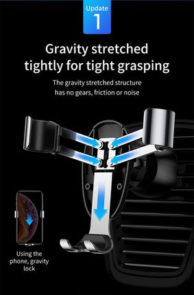 Baseus Gravity Car Phone Mount: Mini Automatic Air Vent Holder for iPhone 15/14, Samsung Galaxy, 3.5-6.8" Phones