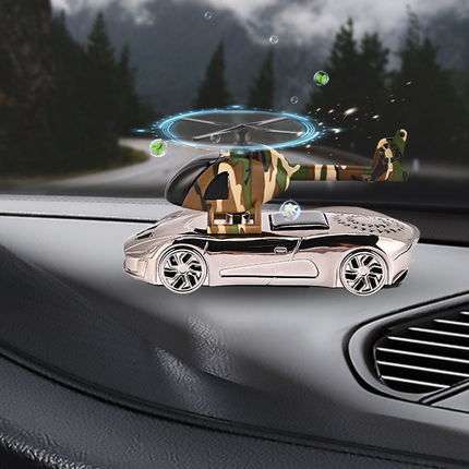 Solar Powered Rotating Car Air Freshener - Hanging Helicopter Ornament