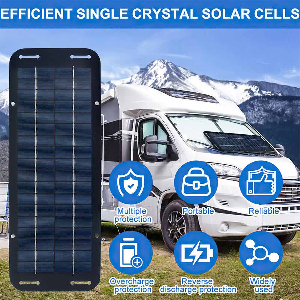 12V 30W Solar Battery Charger & Maintainer - Waterproof, Portable Power for Car, Boat, RV, Motorcycle