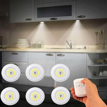 3Pcs Remote LED Push Lights Under Cabinet Dimmable Timer Battery Operated