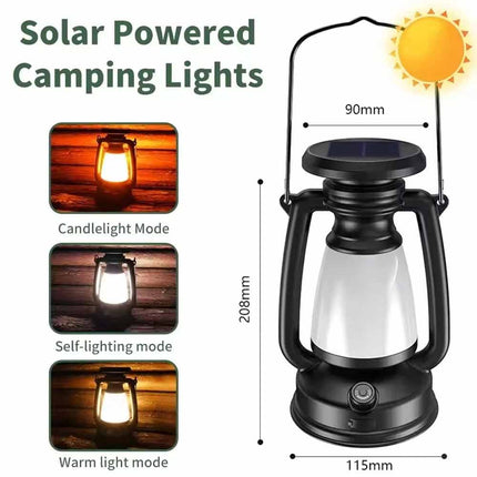 Solar & USB Rechargeable LED Camping Lantern for Tent Hiking Outdoor