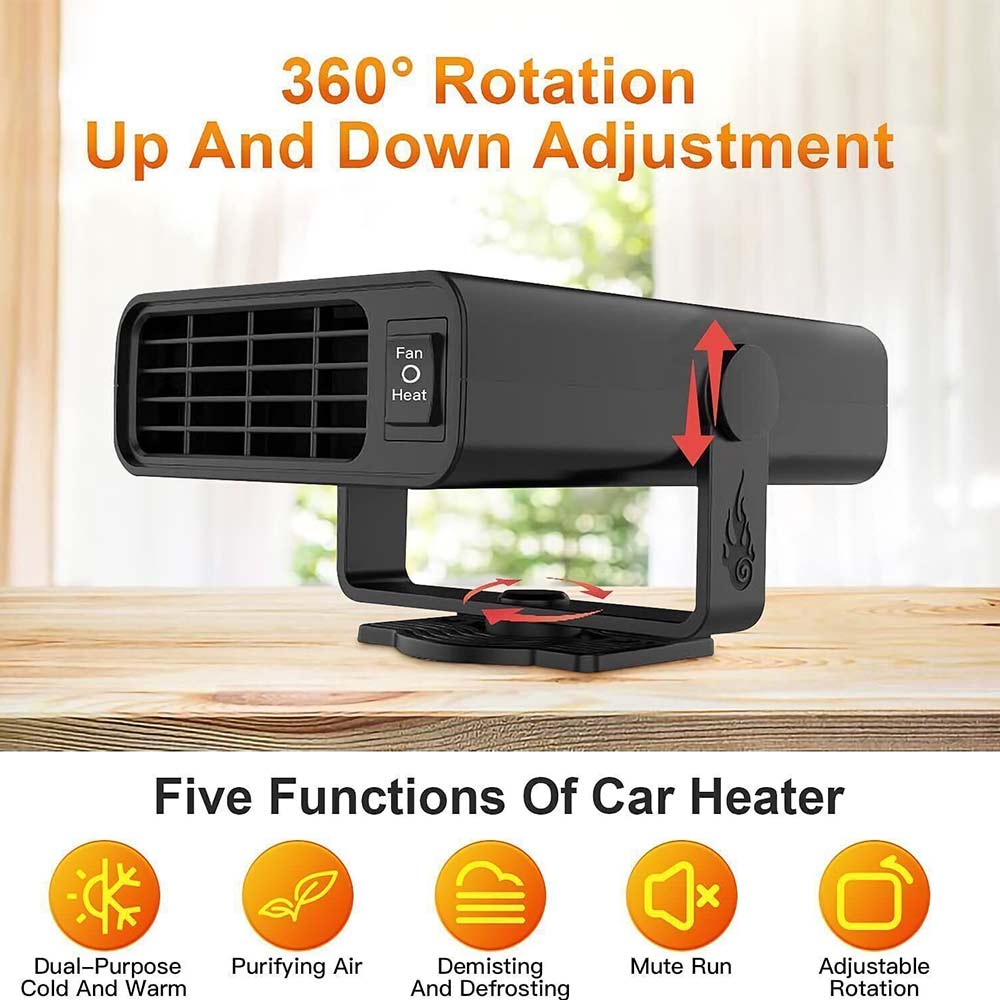 12V Portable Electric Car Heater & Defroster - Fast Windshield Defogger for Trucks, Vans, RV, Boats