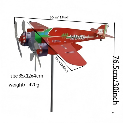 Compass Weather Vane Airplane Wind Spinner Garden Decor