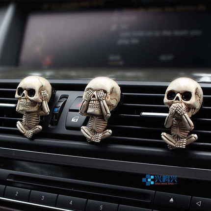 Gothic Skull Vent Clip Freshener – Refillable Resin Diffuser with Scent Pods for Auto