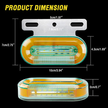 4X 24V Dynamic Yellow LED Side Marker Lights for Trucks, Trailers, Lorries, Vans, and Buses