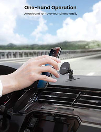 UGREEN Magnetic Wireless Car Charger Mount: 15W Fast Charging Phone Holder for iPhone 15/14/13, Galaxy S23, with Strong Magnet & Air Vent/Dashboard Mount