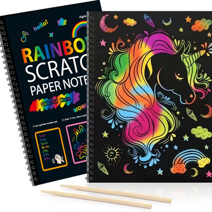 2X Magic Rainbow Scratch Art Doodle Book with Stylus & Stencils
