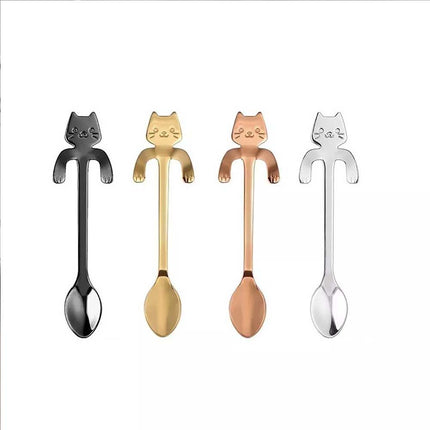 Cute Cat Spoon Stainless Steel Teaspoon for Tea, Ice Cream, Dessert - Cartoon Tableware