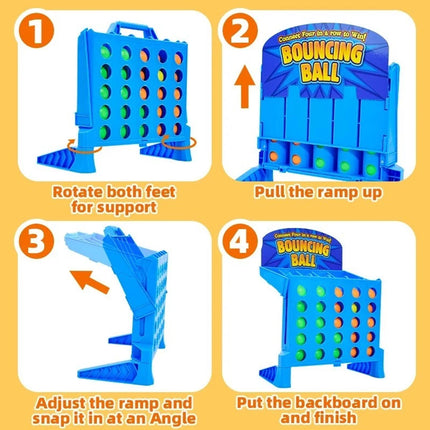 Connect 4 Shots Fast Bounce Ball Travel Game Row Grid Challenge Family Fun