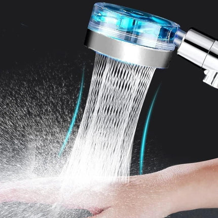High Pressure Turbo Fan Drive Jet Shower Head – 3-in-1 Water Saving, 360° Rotating, with Filter