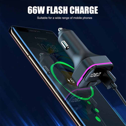 Universal Bluetooth FM Transmitter - Hands-Free Car Kit with Fast Charging (USB-C & iOS)