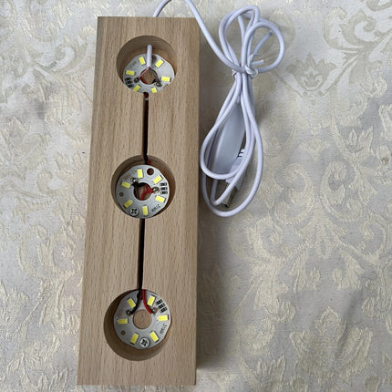 Wooden Light Up Crystal Holder with 3 White LED Lights