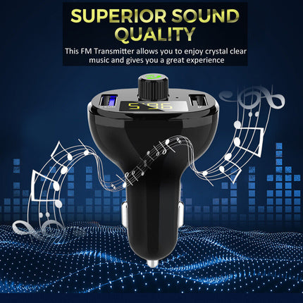 Bluetooth 5.0 FM Transmitter for Car | Wireless Radio Adapter & Dual USB Charger