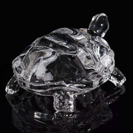 Crystal Glass Turtle Figurine Miniature Tortoise Statue Chinese Feng Shui Lucky