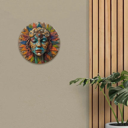Circular Wooden Wall Art, Boho Garden Decor, Witchy Wall Hanging 20cm