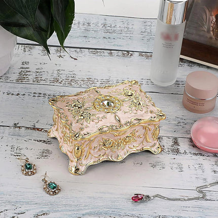Vintage Alloy Trinket Box Ring Necklace Storage Organizer Jewelry Case Gift