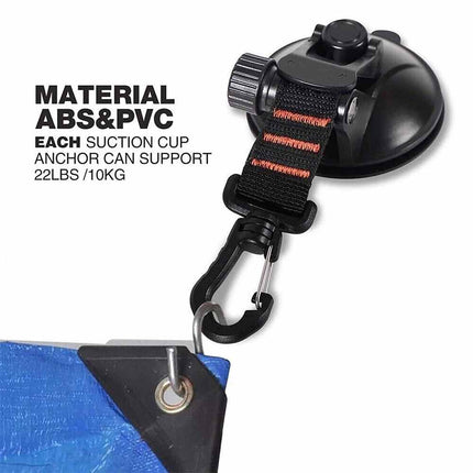Car Suction Cup Tie-Downs (4pcs) | Heavy-Duty Anchors for Cargo, Roof Rack, Dog Guards & Awning Hooks