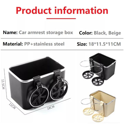Universal Car Armrest Storage Organizer - with Dual Cup Holders and Tissue Box Holder